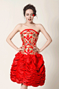 Chinese Red’ Wedding Gown By AOLALA    LOVE the idea of this! Design could be a little different but it's like a modern version of Chinese dress!