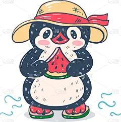 幽默,企鹅,卡通,儿童,婴儿,夏天,可爱的,小的,性格,愉悦
