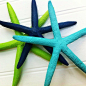 Sea starfish set of 3 6" painted navy blue aqua lime green tropical coastal island nautical beach lake house nursery decor mobil wedding