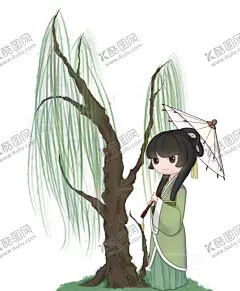 湖边少女复古插画卡通海报素材 【酷图网】湖边,少女,复古,插画,卡通,海报,素材