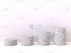 模型几何粉红色圆柱垫和大理石石讲台3d渲染