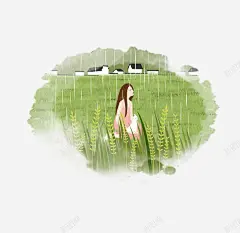 绿色卡通手绘芒种插画 设计图片 免费下载 页面网页 平面电商 创意素材