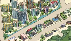 杭州旅游手绘地图的小站