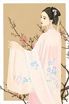 手绘人物插画中国风古风女人插画素材