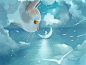 《梦幻之旅》-云海 art blue snow cat moon