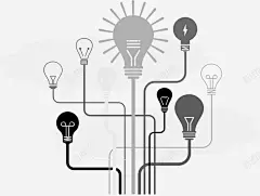 手绘扁平化电路灯泡 平面电商 创意素材