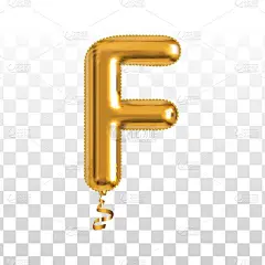 Vector realistic isolated golden balloon letter F 