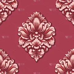 矢量缎无缝模式元素。古典奢华的老式锦缎装饰，皇室维多利亚无缝纹理的壁纸，纺织品，包装。精美的花卉巴洛