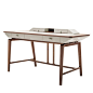 意大利米兰风格现代轻奢实木写字台简约皮质书桌高端别墅家具定制-淘宝网