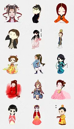 中国风古典人物可爱Q版古代人物动漫人物PNG素材