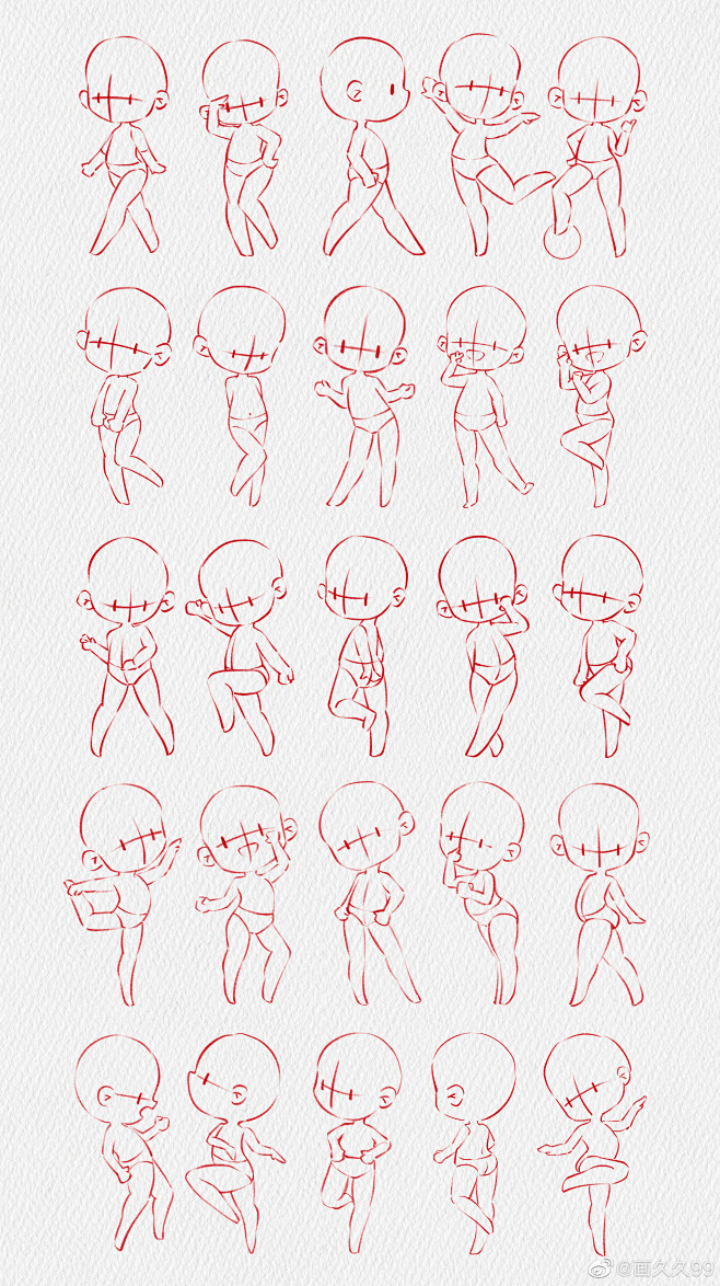 微博@画久久99：假期我画了100个Q版...