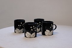 【谷音－食器／高级黑铃兰水杯】日式手绘陶瓷 茶杯 第201件心物-淘宝网