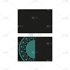 向量邀请卡与地方为您的文本和抽象模式。豪华的准备印刷明信片设计在黑色与蓝色希腊图案