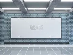 大型海报在地铁车站三维插画空间，车站，地铁，模板，三，地下，上，墙，白色