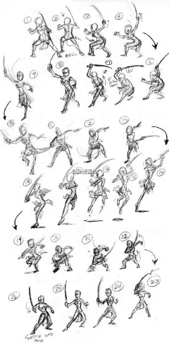 #SAI资源库# 武术、武打、搏击动漫人物动作参考，姿势比较全面，招式花样比较多，值得收藏借鉴，转需~