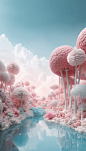 digital oil, 1937 Bugatti, whimsical and imaginative, soft snowfall, pastel pinks, blues, and whites, icy lake with snow-covered palm trees, merging tropical and winter themes, JeeYoung Lee-Midjourney v5-Ai-Art-Ai画廊,Ai作品精选,Midjourney咒语,提示词,关键词,教程咒语,提示词,关键