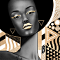 GOLDEN BLACK BEAUTIES : A series of black beauties illustrated on iPad Pro in Procreate app.