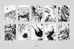 Marmor - 50 Abstract Marble textures 50款黑白抽象大理石水墨液体颜料流体艺术海报背景高清图片素材 - UIGUI