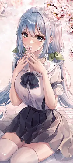女孩子 樱花 JK美少女动漫手机壁纸