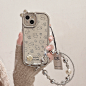 启乾 电镀立体山茶花狗狗iPhone16/15手机壳适用苹果14/13promax皮质软壳12手提11链条挂绳可爱卡通小众新款-tmall.com天猫