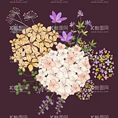 手绘鲜花素材  - 源文件下载【酷图网】手绘鲜花,鲜花素材,捧花,手绘捧花,花卉素材,满天星,花朵,