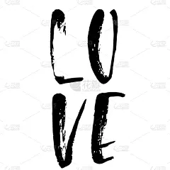 现代,文字,干的,墨水,壁纸刷,单词,信函,涂料,爱,绘制