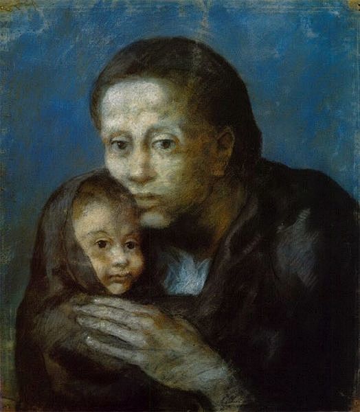 毕加索的肖像油画作品欣赏《产妇和她包裹中...