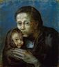 毕加索的肖像油画作品欣赏《产妇和她包裹中的孩子》