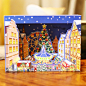 日本欢度平安夜立体屏风游乐园唯美圣诞节摆件装饰送朋友祝福卡片-淘宝网