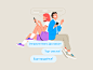Сhat buisness girl man chatting chat app design line character illustration chat