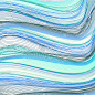 蓝色，青色，绿色，黑色曲线。多色背景与条纹图案。矢量线艺术设计。动感的波浪线条，网状的质感。抽象数字