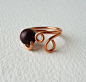 Copper Wire Ring with one dark brown wooden by HestiasEssence,@北坤人素材