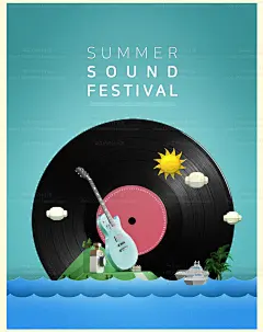 热情仲夏夏天音乐节海岛水果火烈鸟冰淇淋立体海报PS平面设计素材-淘宝网