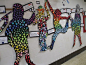 Fantastic mosaic lesson using cardboard, construction paper dots, and the creative gestures of students! (Source = The Art Room at The Falcon Academy of Creative Arts: 6th grade art):