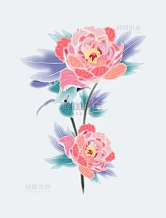 梦幻水彩花朵装饰手绘插画清明清明节新中式