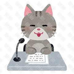 新闻联播演讲做报告的小狗狗猫咪小猫手绘卡通插画手绘png儿童插画免扣素材2