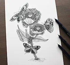 插画师 Meni Chatzipanagiotou 手绘作品 （转）@黑白插画装饰画 ​​​​