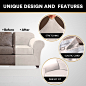 3 Pieces Sofa Covers Stretch Velvet Couch Covers for 2 Cushion Sofa Slipcovers Soft Sofa Slip Covers Furniture Covers with 2 Individual Seat Cushion Covers, Machine Washable (Medium, Ivory)