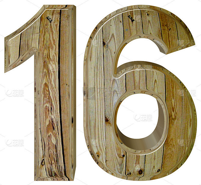 数字16,16，白色背景，3d渲染