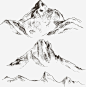 矢量山峰风景图宝宝 https://bao16.com 线条山 手绘高山 山峰 山脉 自然风光 山版画 山峰风景