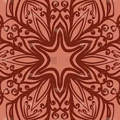 东方花卉图案。曼荼罗的设计。矢量插图。手绘万花筒背景。红砖色