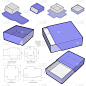 刚性纸箱抽屉纸厚度1.75毫米(内部尺寸20 × 20 + 5.8厘米)和模切图案。.eps文件是完