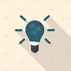 烟花在灯泡，平面设计与长影子。