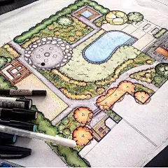 景观规划设计马克笔手绘效果图，#景观手绘# ​​​​