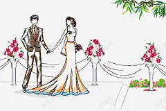 唯美西方婚礼高清素材 手绘 爱情 牵手 免抠png 设计图片 免费下载