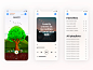 The first screen is representation of growing tree. Each level increases growing of the tree after listening for music. The second screen is something like combination of affirmations and music player. The 3rd screen is the playlist where users can easily