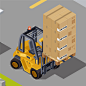 Warehousing service : Warehouse Industrial area with seating for loading and unloading, shipping and delivery, transportation and building. Vector 3D isometric concept
