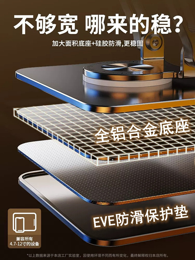 手机平板电脑支架360度旋转支架铝合金桌...
