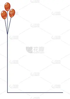 矢量简单的空白信件或贺卡。白色的纸形式，红色的气球，线和边框。A4格式大小。