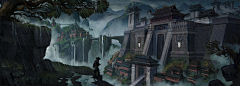 提线网采集到中国风场景气氛图古风山水建筑武侠仙侠CG原画游戏美术素材